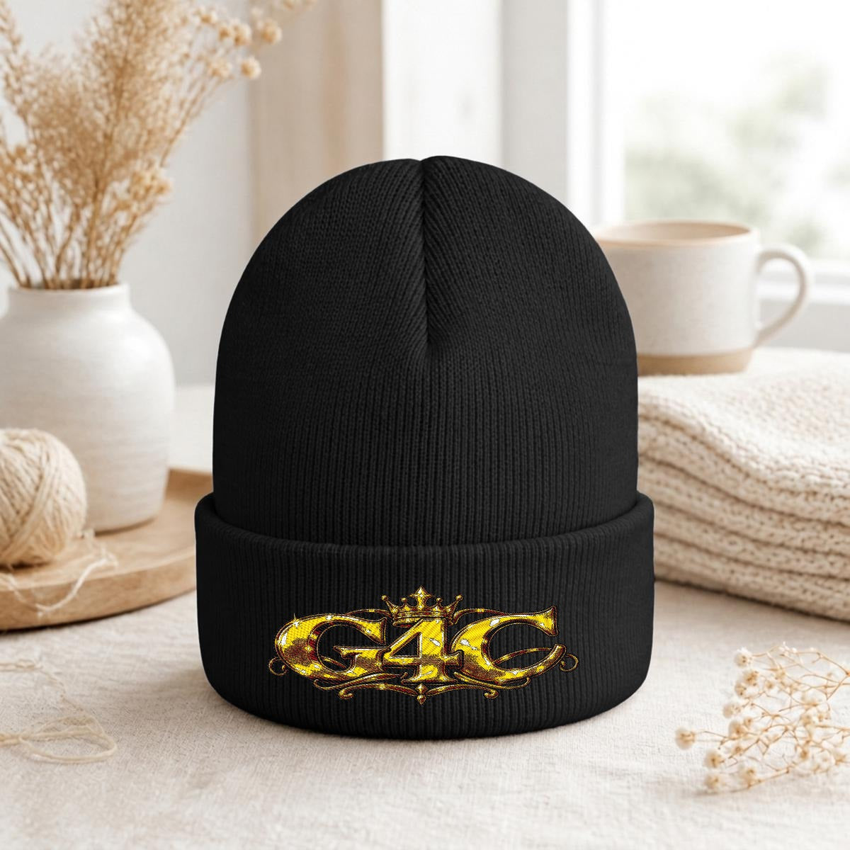 Embroidered Knit Beanie