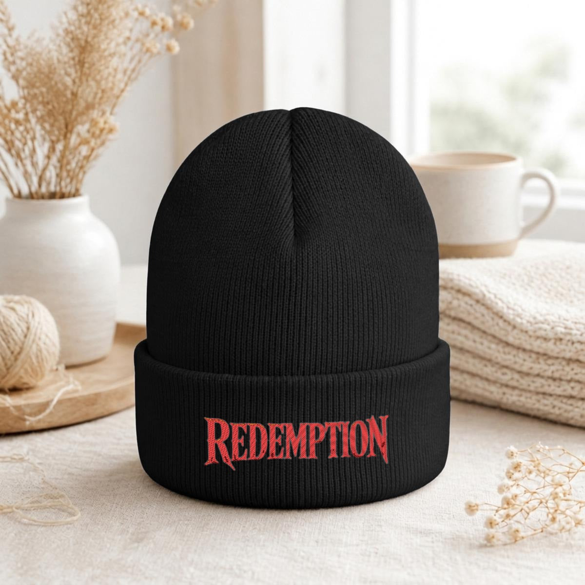 Embroidered Knit Beanie