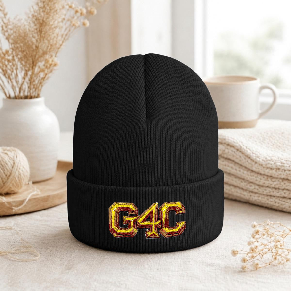 Embroidered Knit Beanie